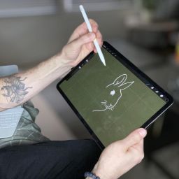 Un graphiste à metz travaillant sur un ordinateur portable avec des logiciels de conception professionnels.